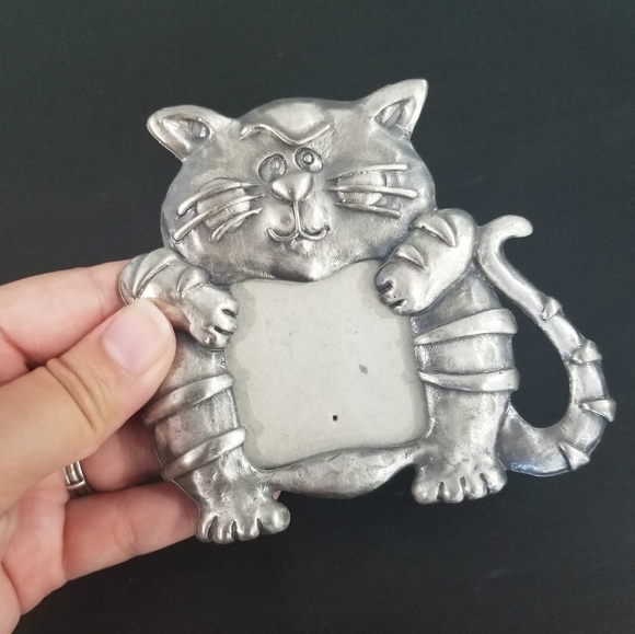 Pewter Mini Cat Frame Silver 1996 Vintage - Picture 2 of 4